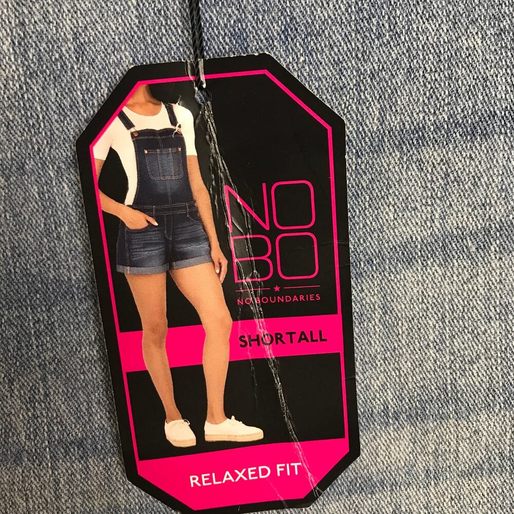 NWT No Boundaries Relaxed Fit Cuffed Hem Summer Denim Shortalls Plus Size XXL - Picture 9 of 10